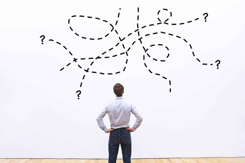 compito difficile complesso o domanda su un business, concetto di problema