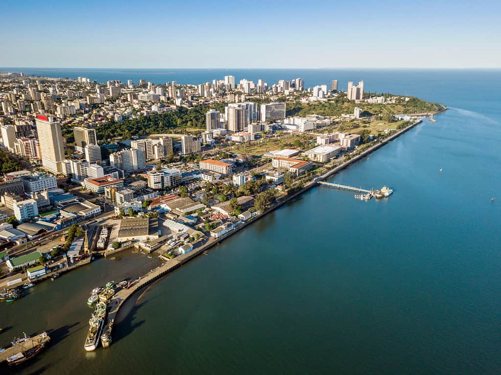 Veduta aerea di Maputo, capitale del Mozambico, Africa