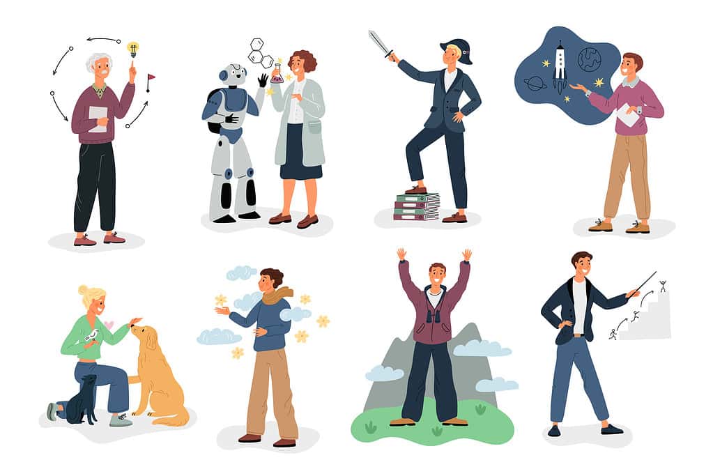 Tipi di persone MBTI.  Personalità umane.  Personaggi socionici.  mentale.  Mentalità e comportamento.  Pensieri intuitivi e logici.  Razionale o creativo.  Strutture mentali.  Insieme di vettore sgargiante