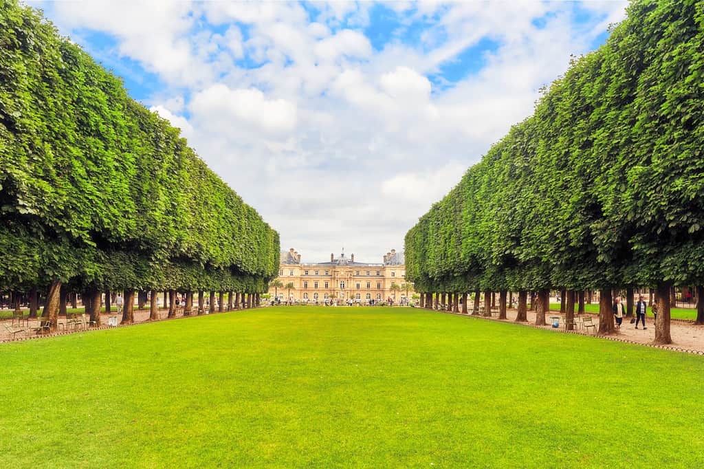 Palazzo e parco del Lussemburgo a Parigi, il Jardin du Luxembourg, uno dei giardini più belli di Parigi. Francia.
