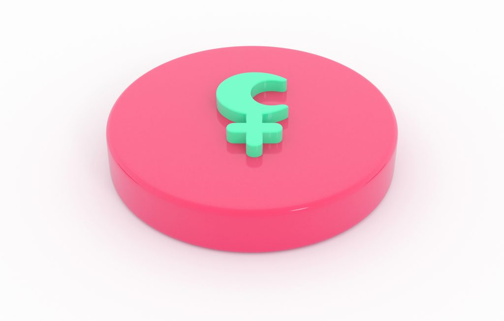 Designazione della Luna Nera Lilith. Immagine tridimensionale di un simbolo astrologico su un substrato cilindrico.