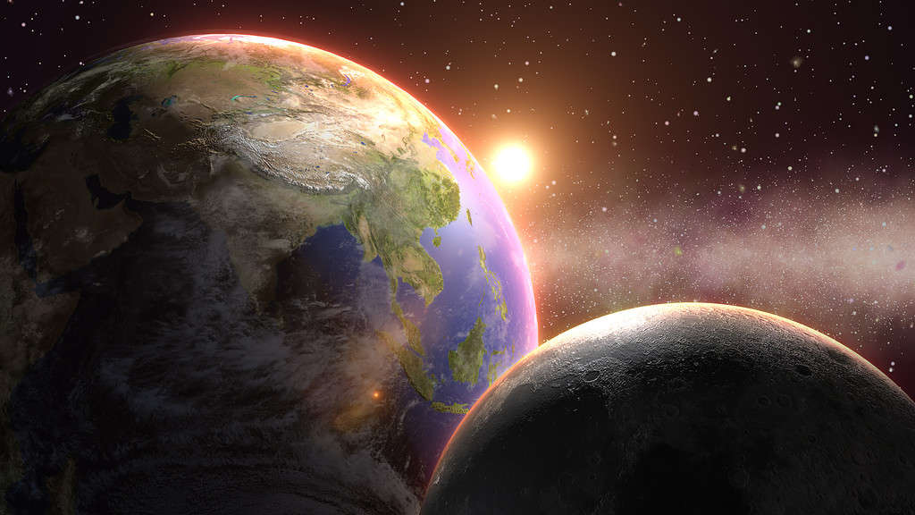 Terra e Luna in orbita