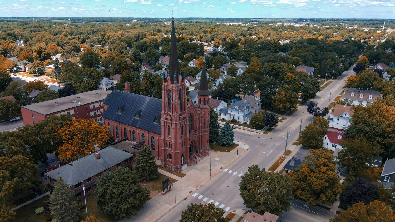 Chiesa del Midwest ad Austin Minnesota Autunno