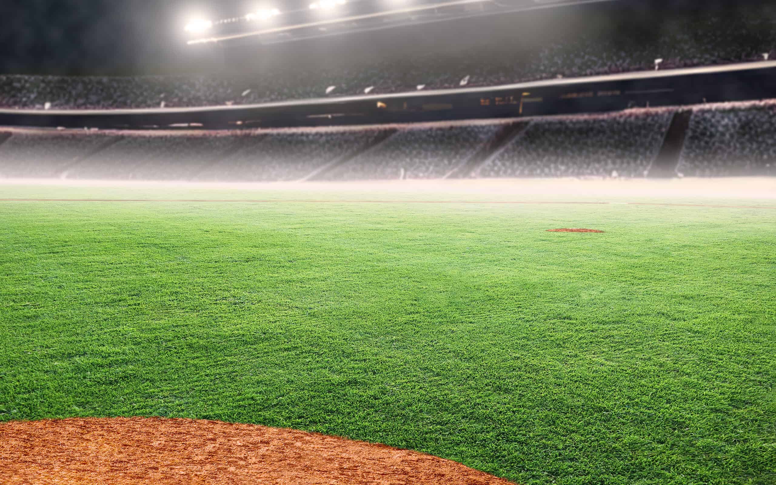 Vista ravvicinata di uno stadio di baseball.