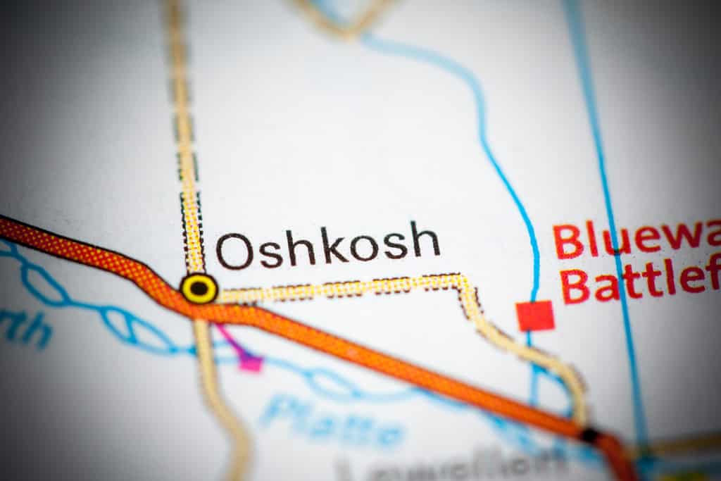 Oshkosh. Nebraska. Stati Uniti su una mappa.