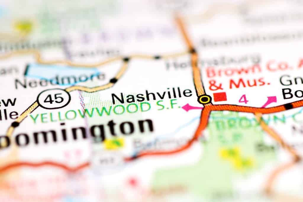 Nashville. Indiana. Gli Stati Uniti su una mappa geografica
