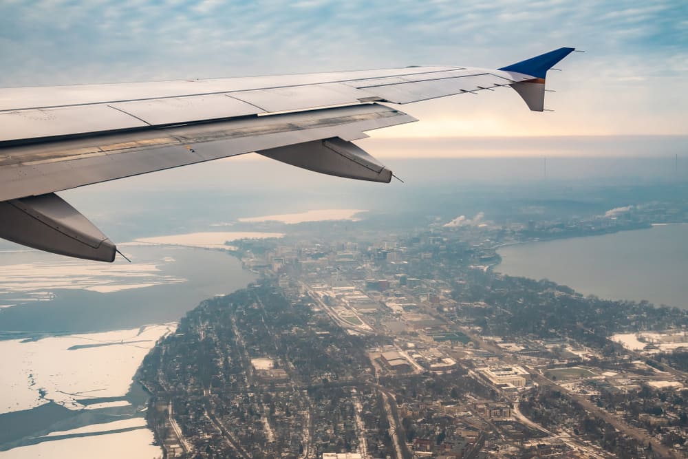 Madison, Wisconsin, vista da un aereo.