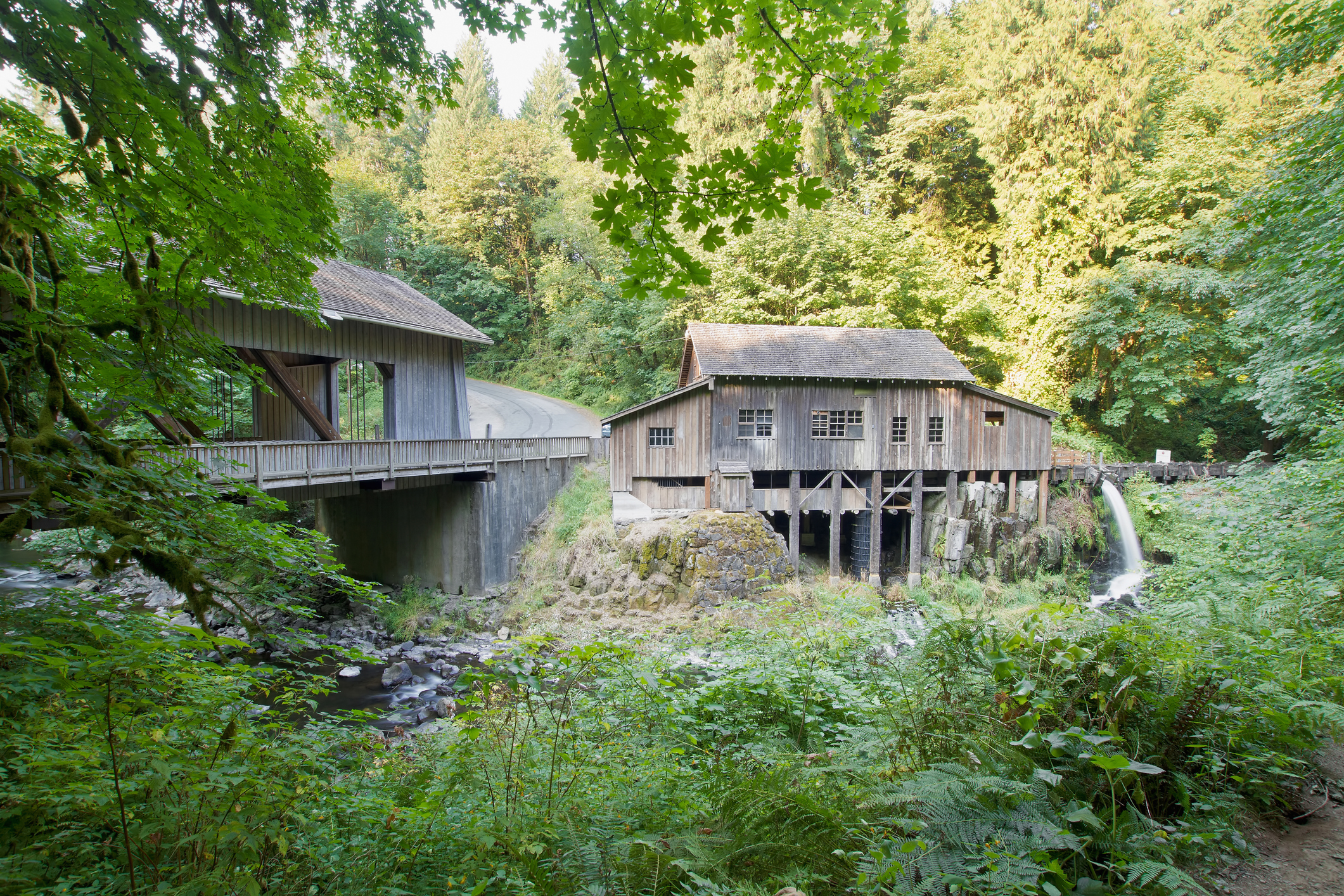 Ponte coperto e mulino sul Cedar Creek