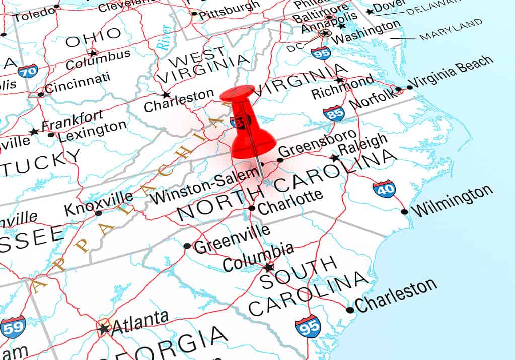 Mappa della Carolina del Nord
