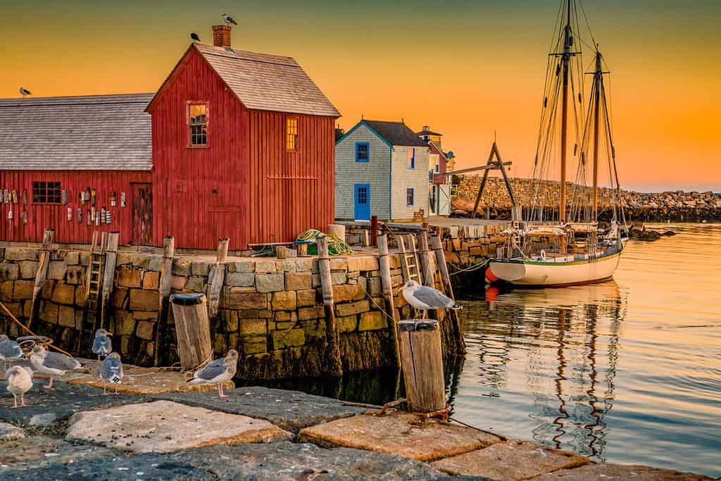 Porto del peschereccio a Rockport, MA.  Rockport è una città nella contea di Essex, Massachusetts, Stati Uniti