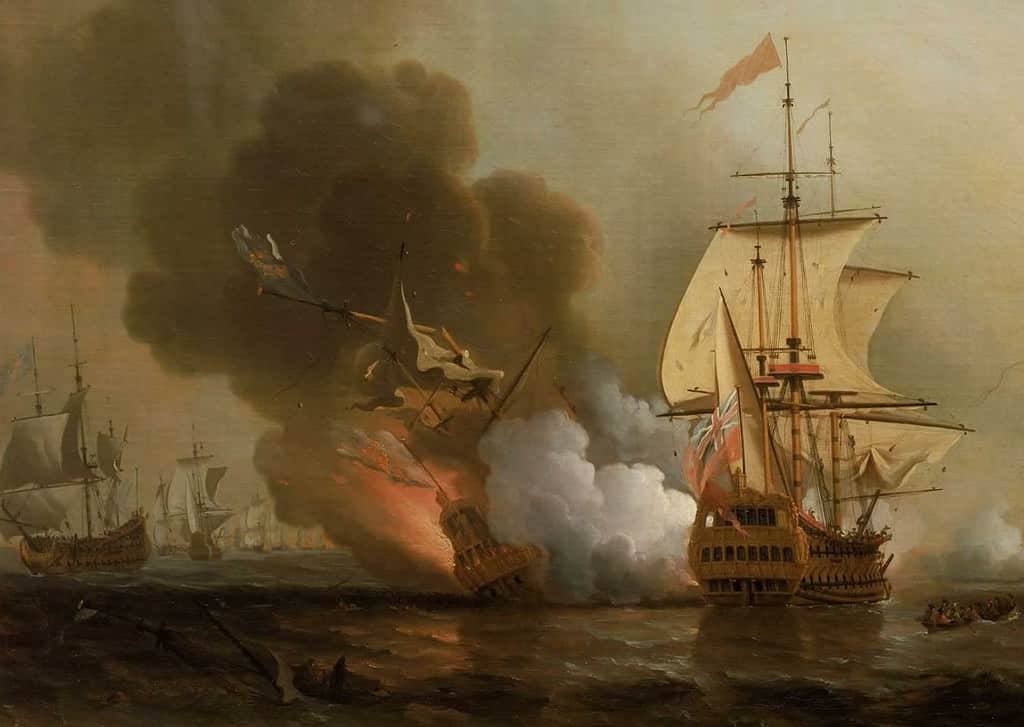 Azione al largo di Cartagena, 28 maggio 1708 Combattimento navale al largo di Cartagena, 28 maggio 1708. Uno squadrone britannico attacca la flotta d'oro spagnola. Una nave spagnola viene catturata, un'altra costretta al fallimento e la San Jose che trasporta la maggior parte del tesoro spagnolo viene distrutta dall'esplosione della Santa Bárbara.