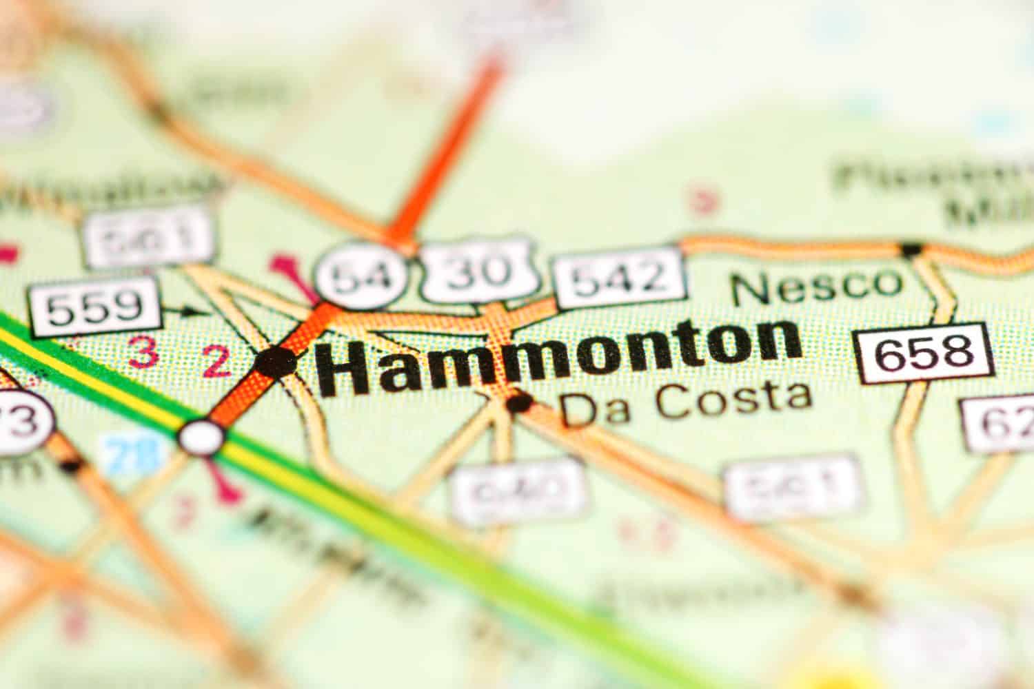 Hammonton.  New Jersey.  Gli Stati Uniti su una mappa geografica