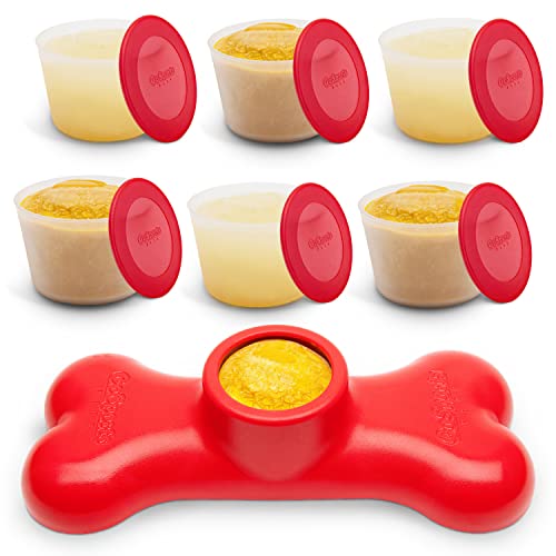 GoSports Pets PupsCream Parlor - Porta-gelato e snack per cani congelati antiscivolo - Alternativa al tappetino da leccare senza sporcare, include 6 tazze e coperchi riutilizzabili